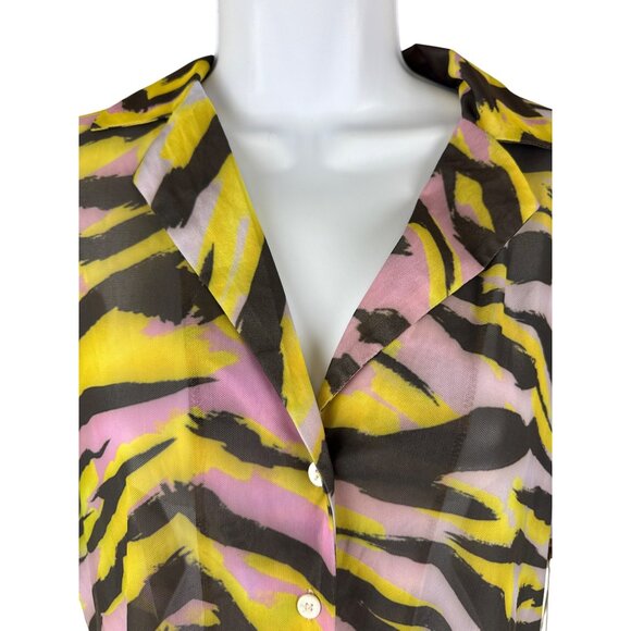 Beach Bunny Sienna Beach Women's Shirt Tiger Stripe Button Size Medium NWT - Picture 4 of 9